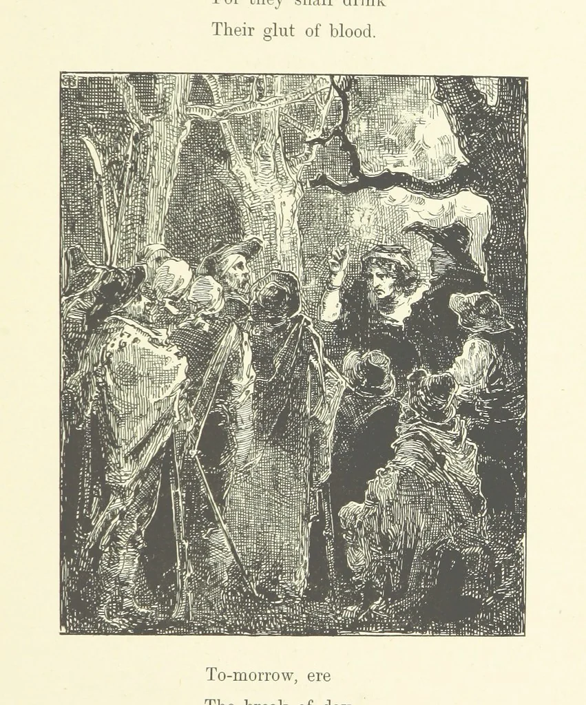 An illustration from Logroño. A metric drama in two acts ... With twenty-nine illustrations by T. Walter Wilson, 1877, leaf 97