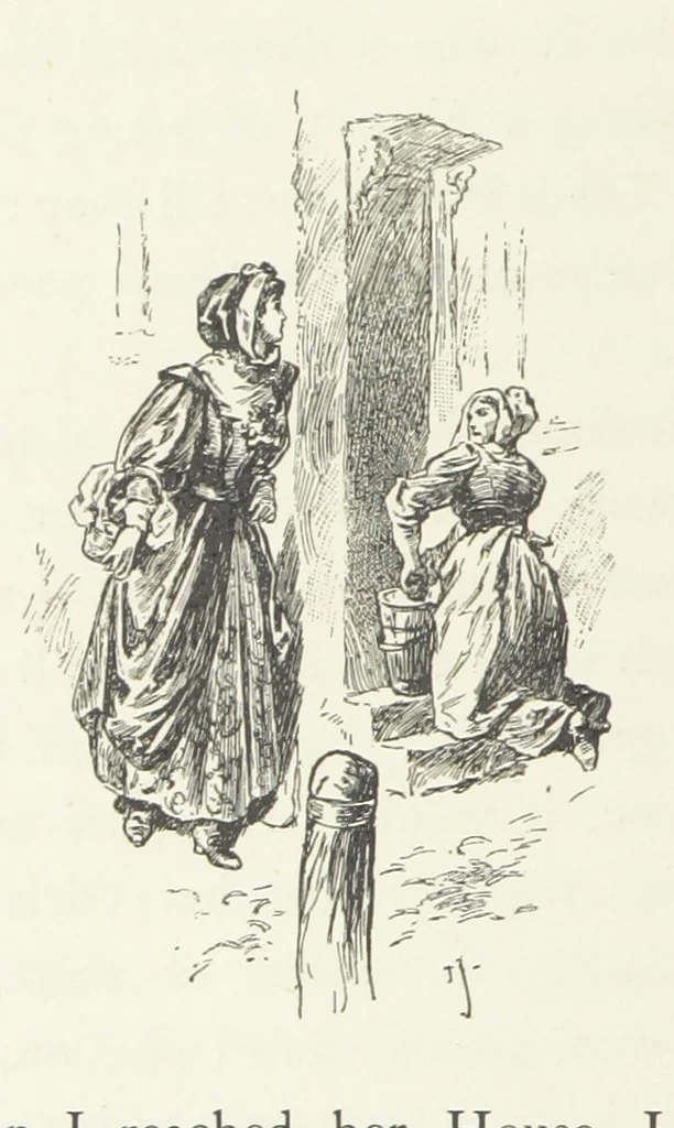 An illustration from Cherry & Violet, a tale of the Great Plague. By the author of “Mary Powell” [i.e. Anne Manning], 1897, leaf 136