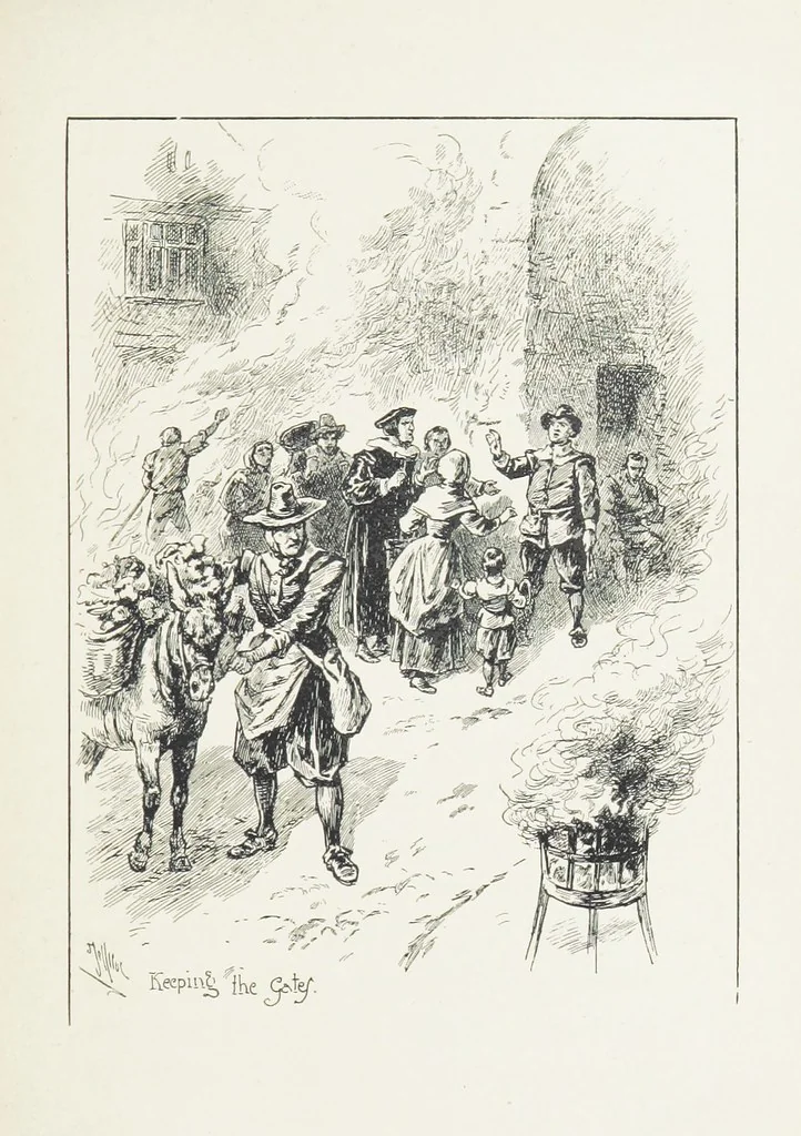An illustration from Cherry & Violet, a tale of the Great Plague. By the author of “Mary Powell” [i.e. Anne Manning], 1897, leaf 199