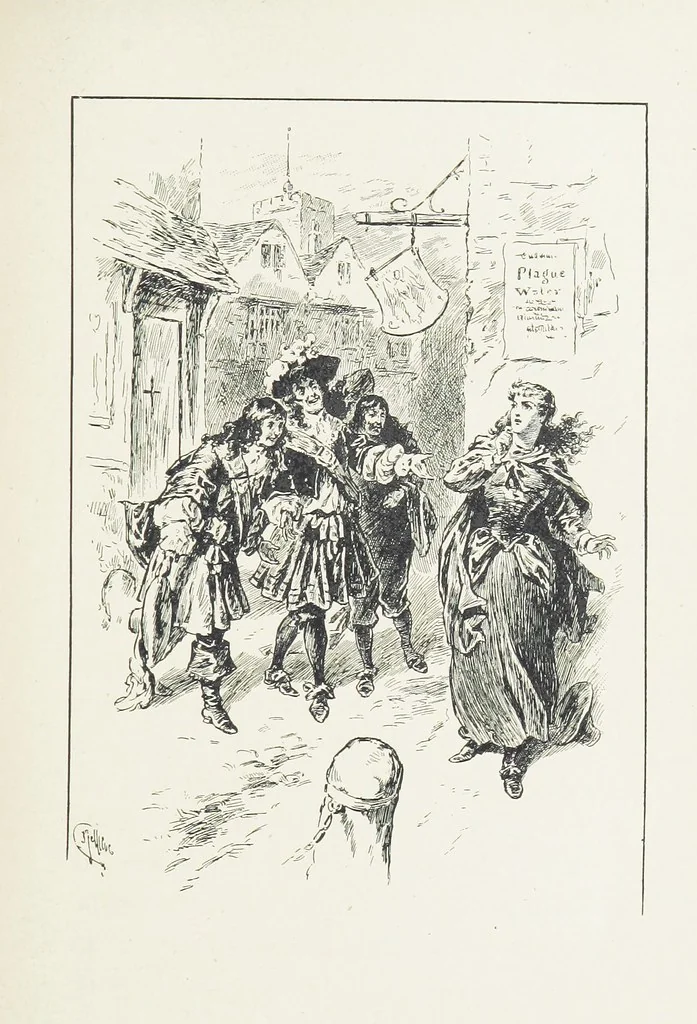 An illustration from Cherry & Violet, a tale of the Great Plague. By the author of “Mary Powell” [i.e. Anne Manning], 1897, leaf 229