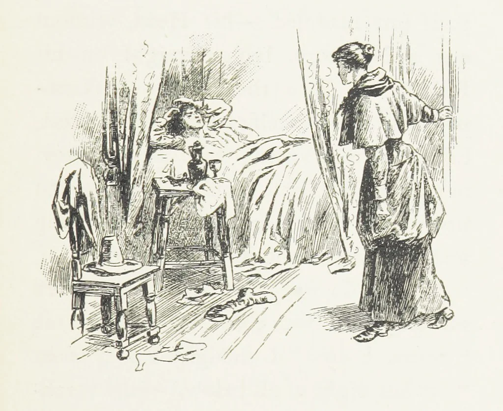 An illustration from Cherry & Violet, a tale of the Great Plague. By the author of “Mary Powell” [i.e. Anne Manning], 1897, leaf 243