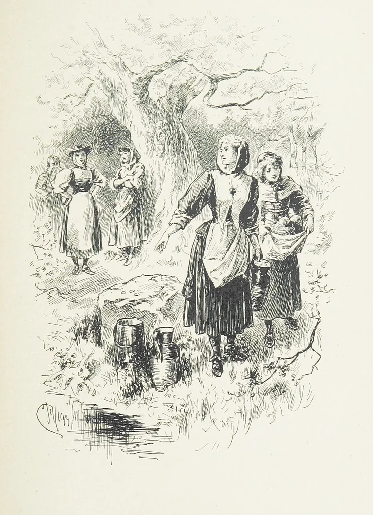 An illustration from Cherry & Violet, a tale of the Great Plague. By the author of “Mary Powell” [i.e. Anne Manning], 1897, leaf 287