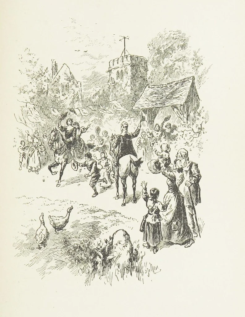 An illustration from Cherry & Violet, a tale of the Great Plague. By the author of “Mary Powell” [i.e. Anne Manning], 1897, leaf 351