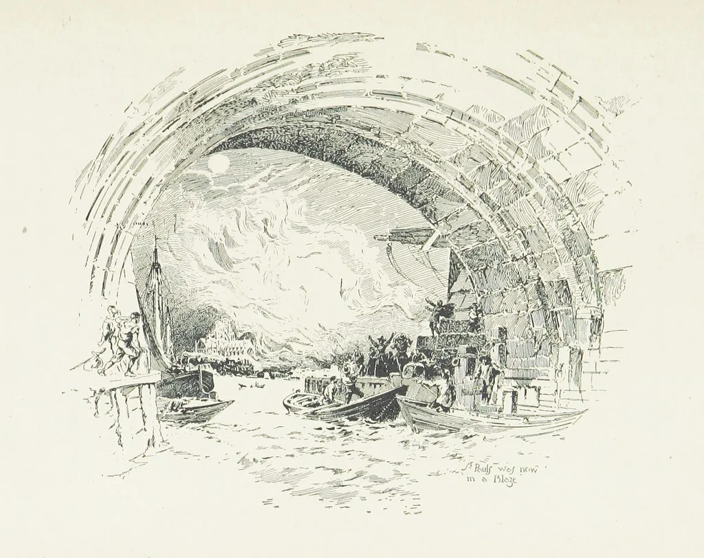 An illustration from Cherry & Violet, a tale of the Great Plague. By the author of “Mary Powell” [i.e. Anne Manning], 1897, leaf 367