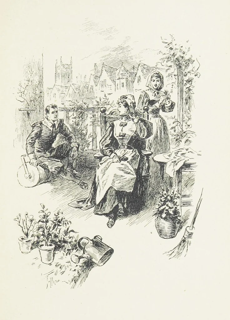 An illustration from Cherry & Violet, a tale of the Great Plague. By the author of “Mary Powell” [i.e. Anne Manning], 1897, leaf 69