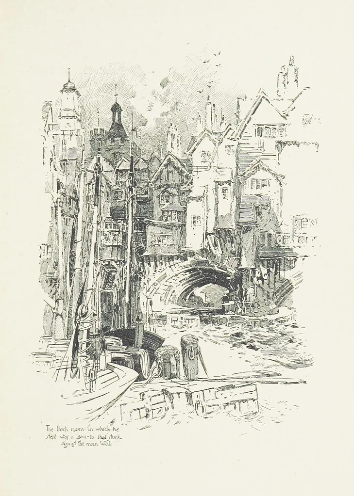 An illustration from Cherry & Violet, a tale of the Great Plague. By the author of “Mary Powell” [i.e. Anne Manning], 1897, leaf 73