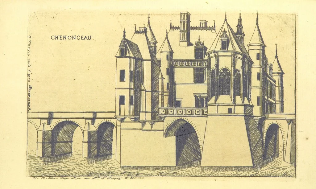 An illustration from Archives royales de Chenonceau. Pièces historiques relatives à la chastellenie de Chenonceau sous Louis XII, François Ier et Henry II, Diane de Poitiers et Catherine de Médicis. Publiées ... et avec une introduction par M. l'abbé C. Chevalier, 1864, leaf 8