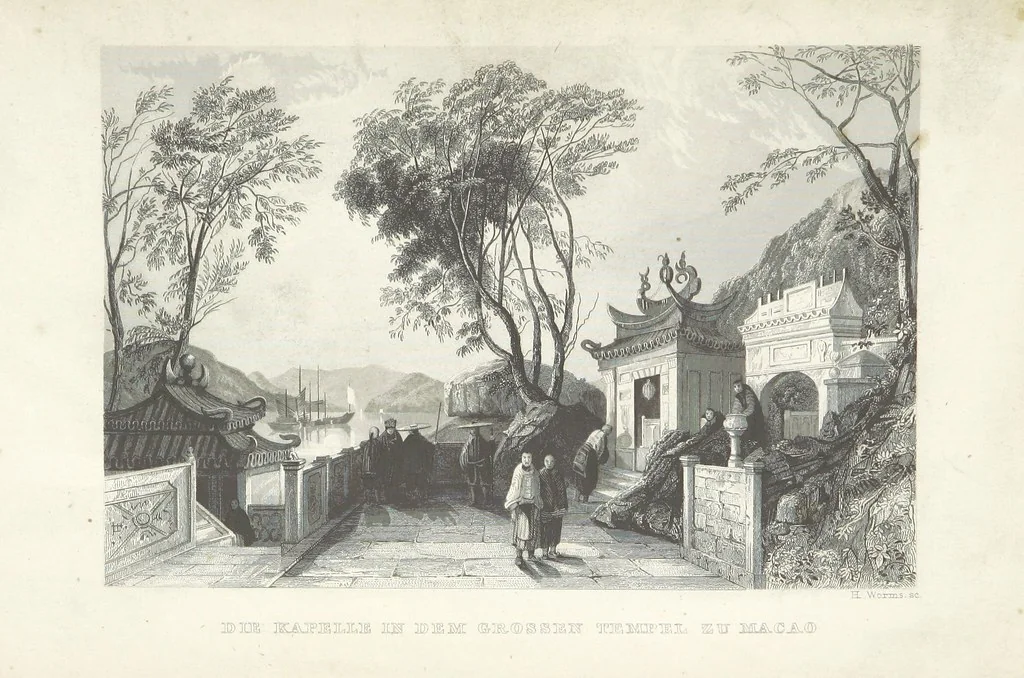 An illustration from China, historisch romantisch, malerisch. [A translation of parts of “China, in a series of views ... By Thomas Allom Esq. with historical and descriptive notes by the Rev. G. N. Wright.” With a selection from the engravings, 1843, leaf 453