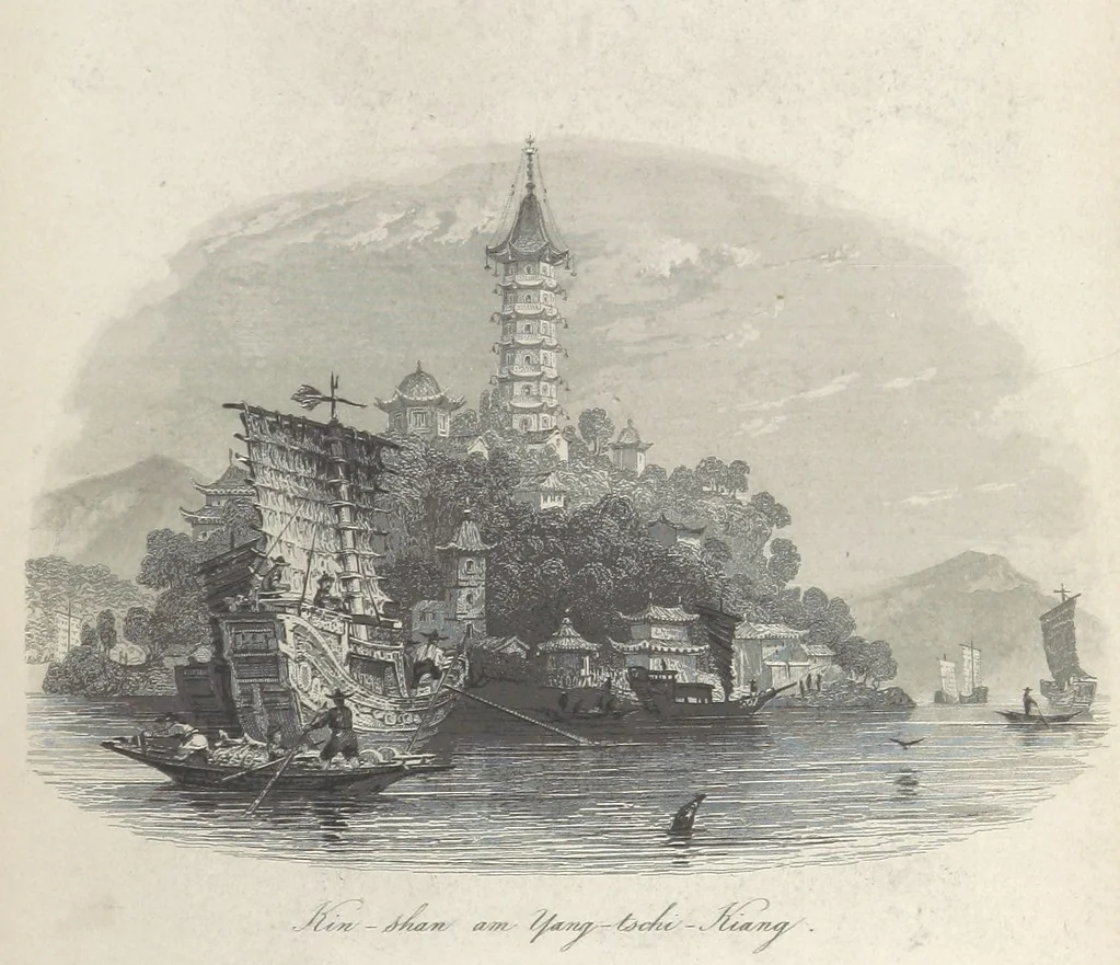 An illustration from China, historisch romantisch, malerisch. [A translation of parts of “China, in a series of views ... By Thomas Allom Esq. with historical and descriptive notes by the Rev. G. N. Wright.” With a selection from the engravings, 1843, leaf 9