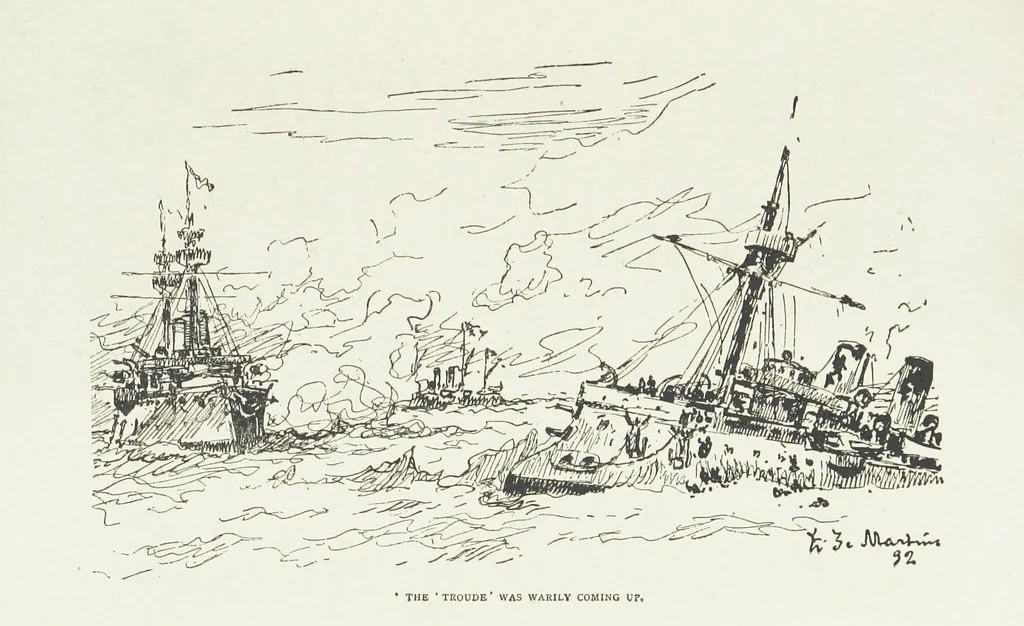 An illustration from The Captain of the “Mary Rose.” A tale of to-morrow ... Illustrated, etc, 1892, leaf 281