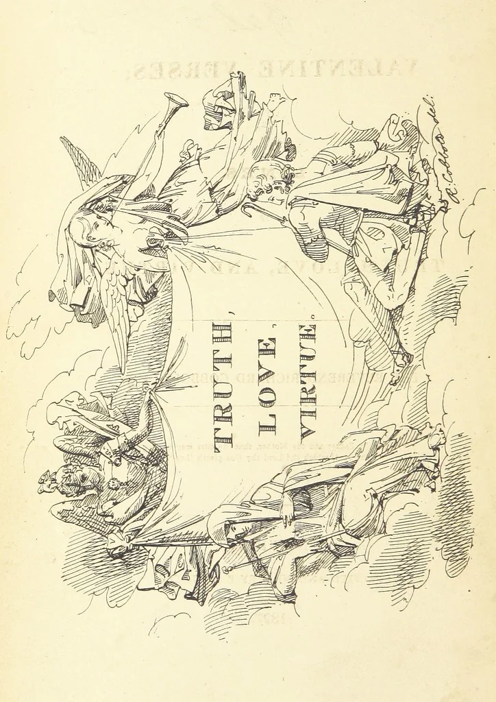 An illustration from Valentine Verses; or, Lines of truth, love, and virtue. [With plates, lithographed by the author, 1827, leaf 8