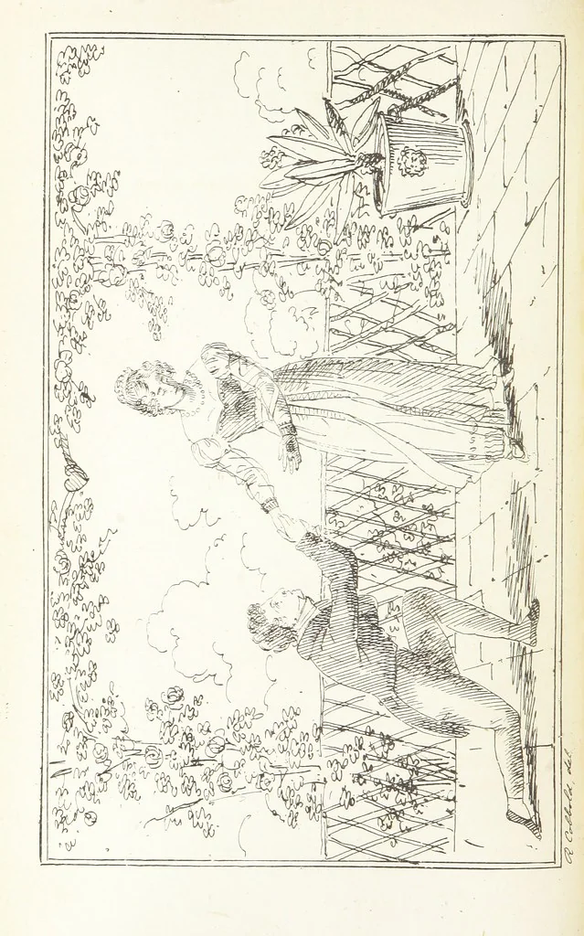 An illustration from Valentine Verses; or, Lines of truth, love, and virtue. [With plates, lithographed by the author, 1827, leaf 80