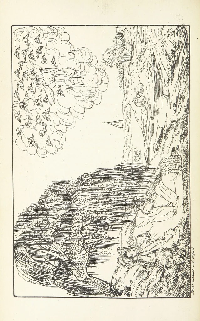 An illustration from Valentine Verses; or, Lines of truth, love, and virtue. [With plates, lithographed by the author, 1827, leaf 84