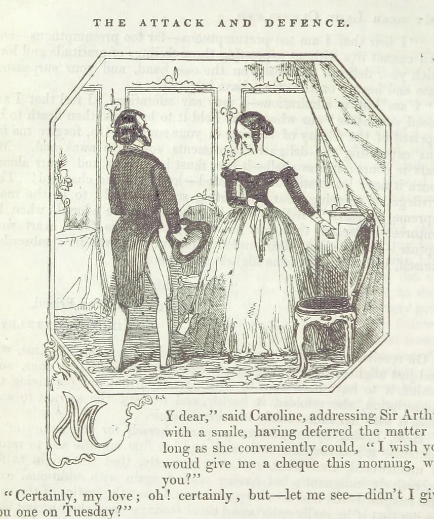 An illustration from The Sisters; or, the Fatal marriages ... Illustrated with fifty-eight engravings by Kenny Meadows and Alfred Crowquill: a portrait of the author: and twenty-two etchings on steel, by Onwhyn. Second edition, with additions, 1851, leaf 116