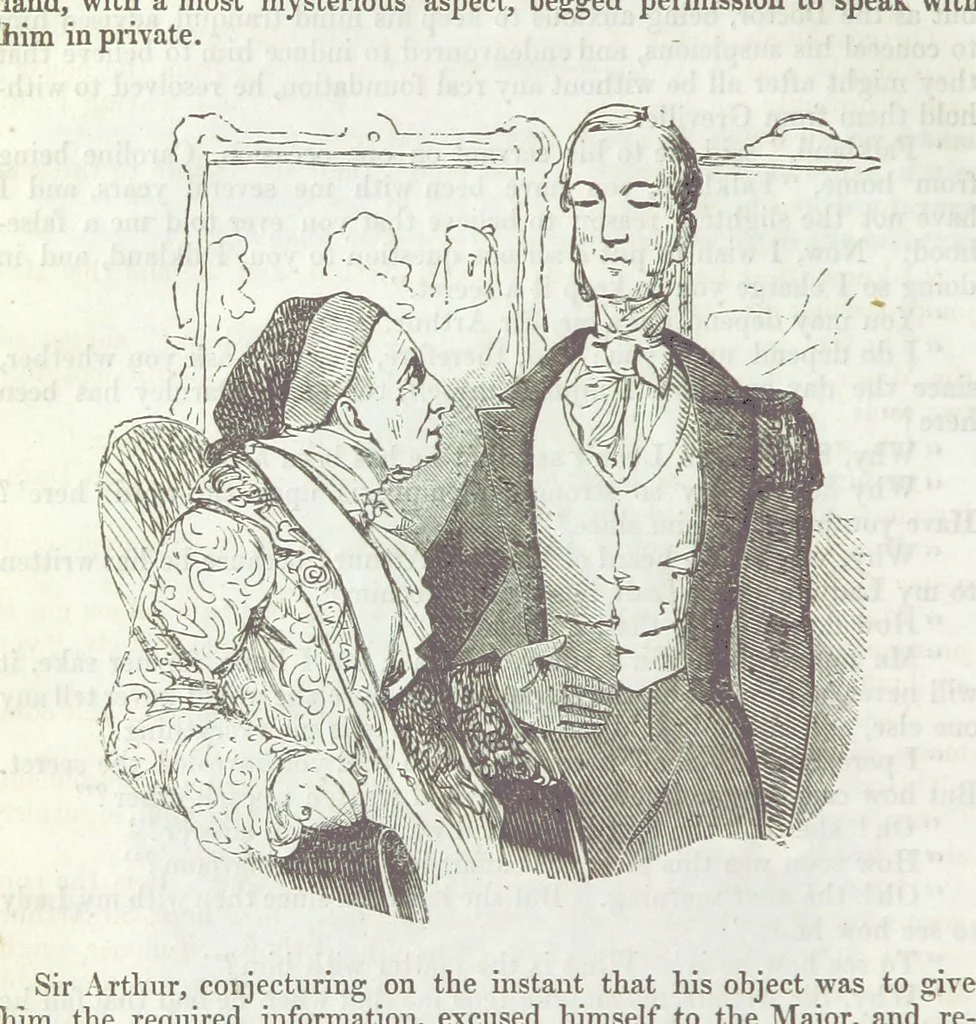 An illustration from The Sisters; or, the Fatal marriages ... Illustrated with fifty-eight engravings by Kenny Meadows and Alfred Crowquill: a portrait of the author: and twenty-two etchings on steel, by Onwhyn. Second edition, with additions, 1851, leaf 184