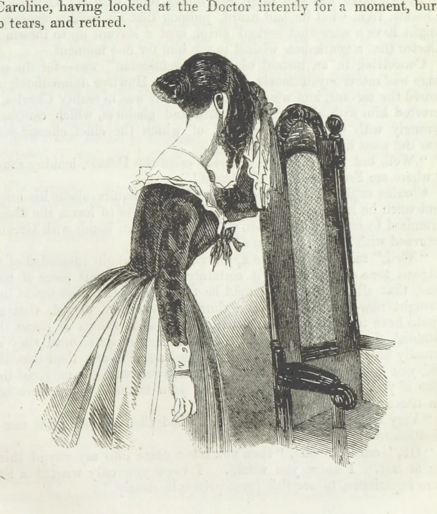 An illustration from The Sisters; or, the Fatal marriages ... Illustrated with fifty-eight engravings by Kenny Meadows and Alfred Crowquill: a portrait of the author: and twenty-two etchings on steel, by Onwhyn. Second edition, with additions, 1851, leaf 213