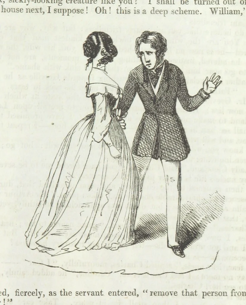 An illustration from The Sisters; or, the Fatal marriages ... Illustrated with fifty-eight engravings by Kenny Meadows and Alfred Crowquill: a portrait of the author: and twenty-two etchings on steel, by Onwhyn. Second edition, with additions, 1851, leaf 219
