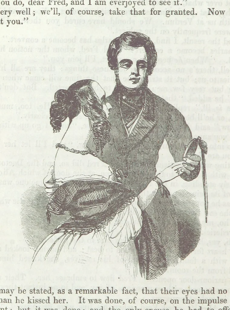 An illustration from The Sisters; or, the Fatal marriages ... Illustrated with fifty-eight engravings by Kenny Meadows and Alfred Crowquill: a portrait of the author: and twenty-two etchings on steel, by Onwhyn. Second edition, with additions, 1851, leaf 224