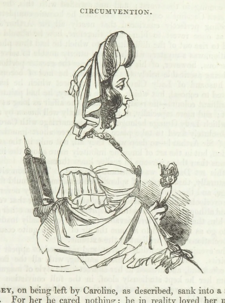 An illustration from The Sisters; or, the Fatal marriages ... Illustrated with fifty-eight engravings by Kenny Meadows and Alfred Crowquill: a portrait of the author: and twenty-two etchings on steel, by Onwhyn. Second edition, with additions, 1851, leaf 255