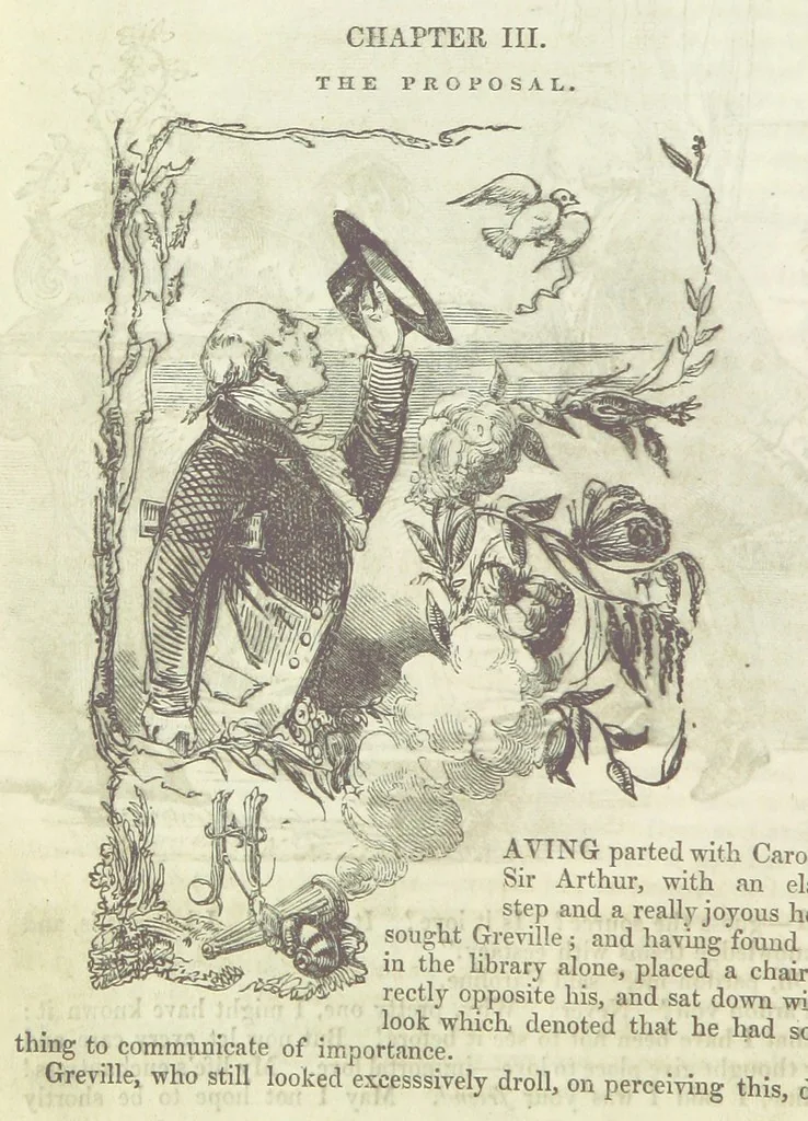 An illustration from The Sisters; or, the Fatal marriages ... Illustrated with fifty-eight engravings by Kenny Meadows and Alfred Crowquill: a portrait of the author: and twenty-two etchings on steel, by Onwhyn. Second edition, with additions, 1851, leaf 28