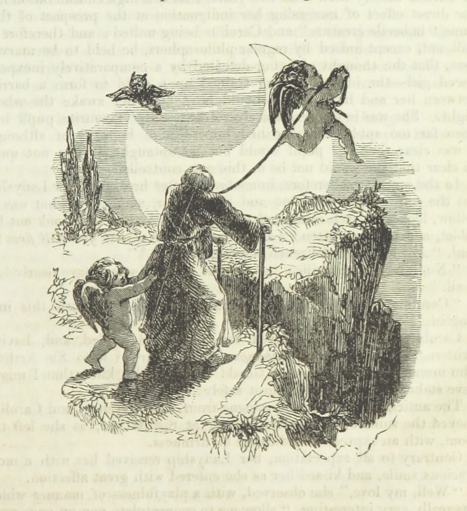 An illustration from The Sisters; or, the Fatal marriages ... Illustrated with fifty-eight engravings by Kenny Meadows and Alfred Crowquill: a portrait of the author: and twenty-two etchings on steel, by Onwhyn. Second edition, with additions, 1851, leaf 37
