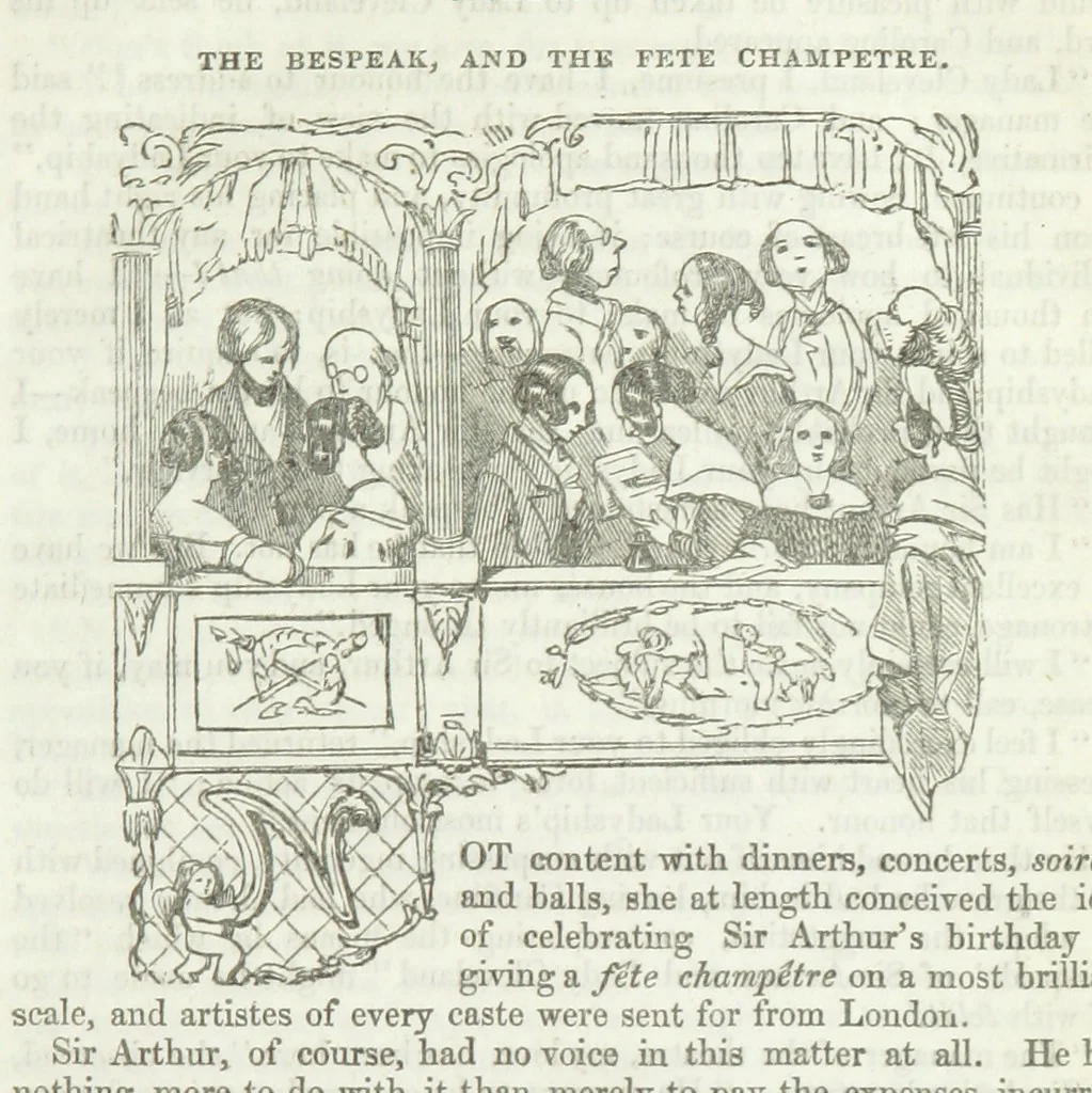 An illustration from The Sisters; or, the Fatal marriages ... Illustrated with fifty-eight engravings by Kenny Meadows and Alfred Crowquill: a portrait of the author: and twenty-two etchings on steel, by Onwhyn. Second edition, with additions, 1851, leaf 93