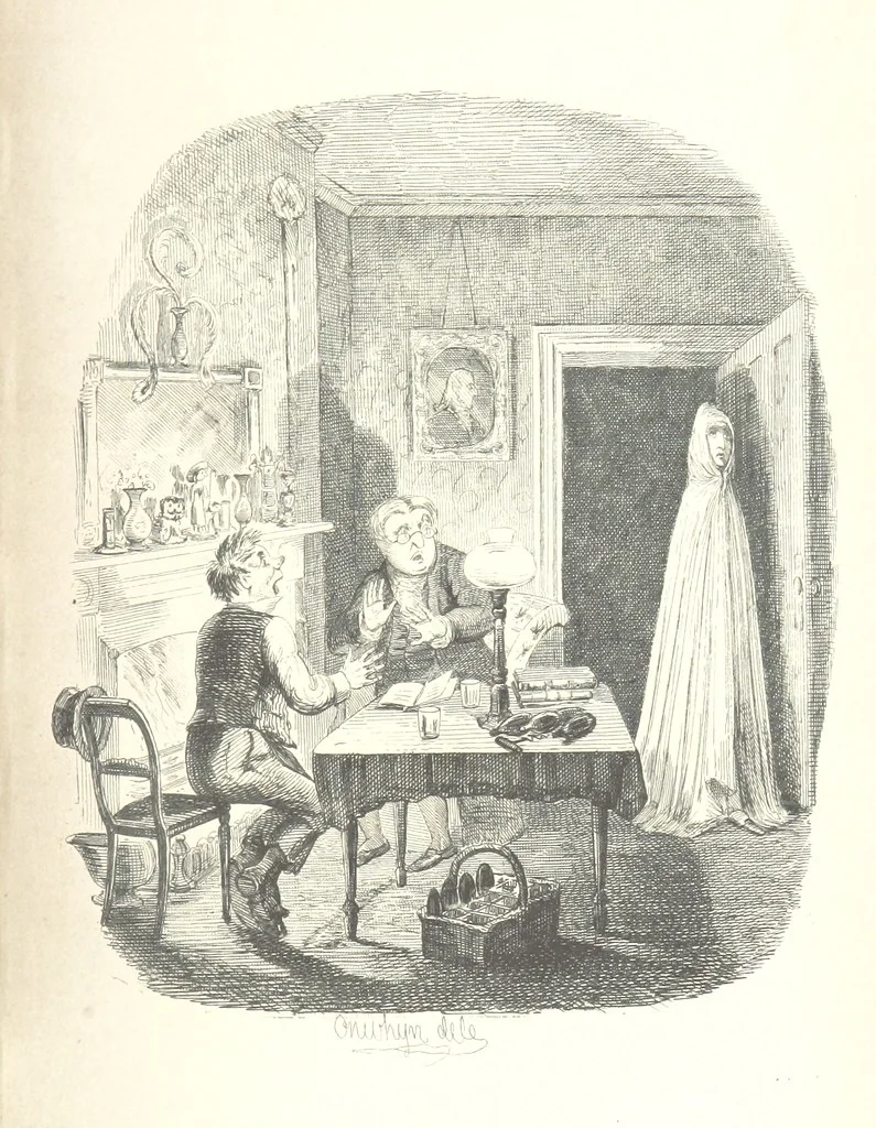 An illustration from Sylvester Sound, the Somnambulist. (Illustrated by Onwhyn.) [With a portrait of the author, 1844, leaf 385