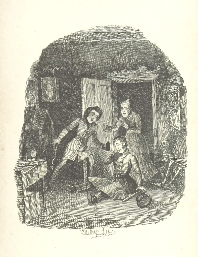 An illustration from Sylvester Sound, the Somnambulist. (Illustrated by Onwhyn.) [With a portrait of the author, 1844, leaf 407