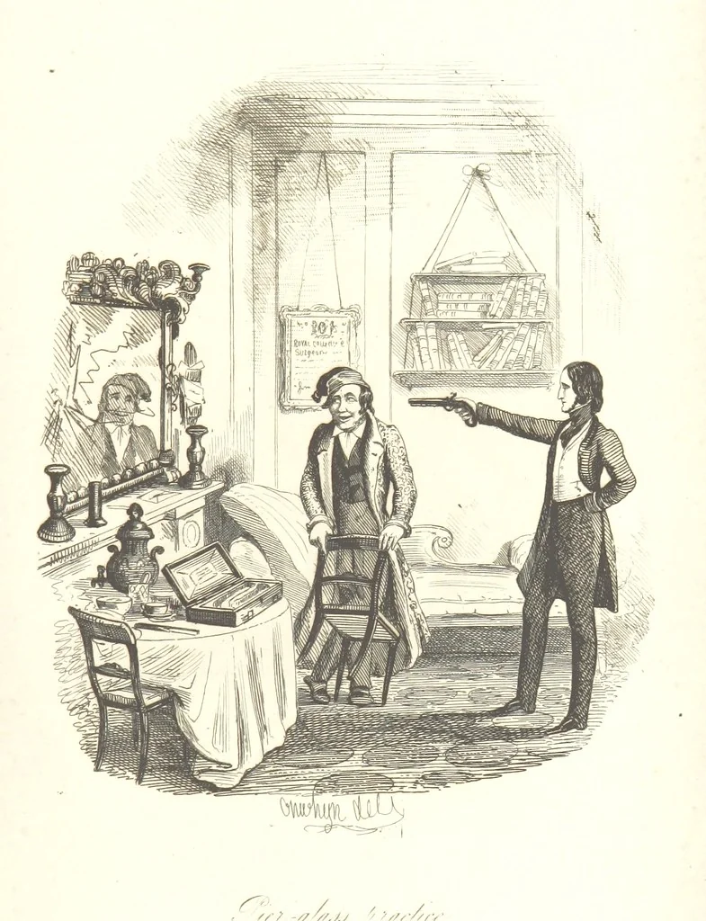 An illustration from Sylvester Sound, the Somnambulist. (Illustrated by Onwhyn.) [With a portrait of the author, 1844, leaf 415