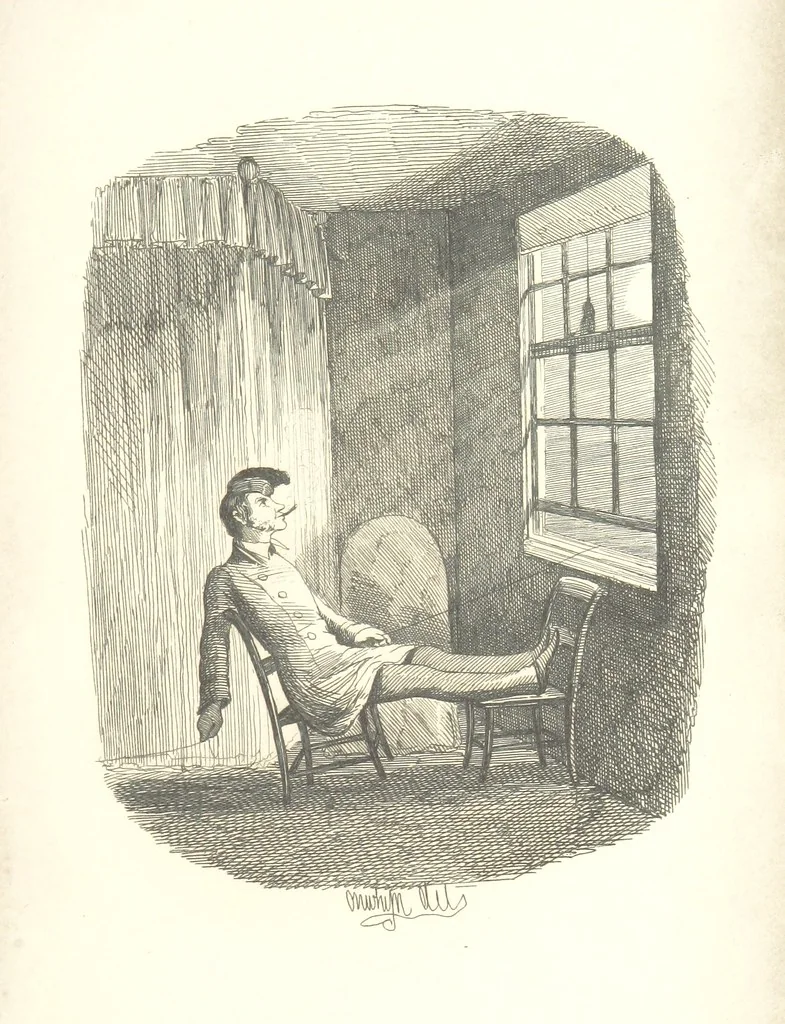 An illustration from Sylvester Sound, the Somnambulist. (Illustrated by Onwhyn.) [With a portrait of the author, 1844, leaf 427