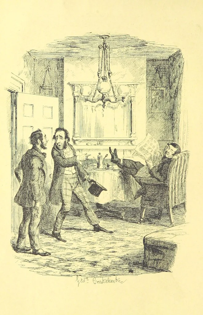 An illustration from Lorimer Littlegood Esq, a young gentleman who wished to see society, and saw it accordingly. Illustrated by George Cruikshank and William M'Connell, 1858, leaf 108