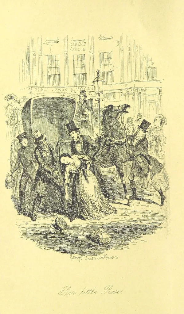 An illustration from Lorimer Littlegood Esq, a young gentleman who wished to see society, and saw it accordingly. Illustrated by George Cruikshank and William M'Connell, 1858, leaf 28