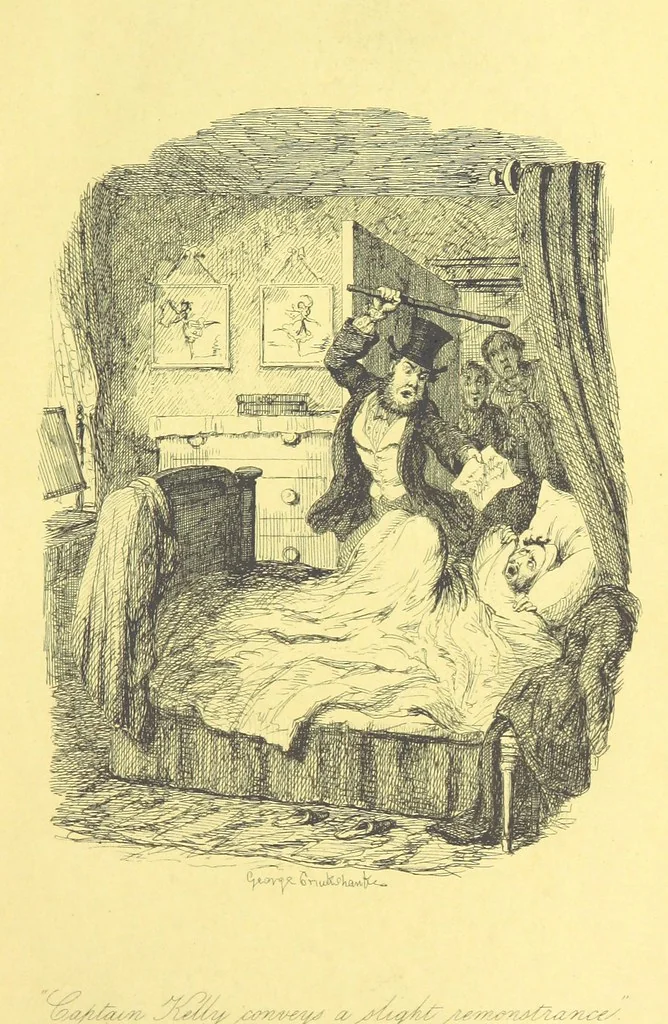 An illustration from Lorimer Littlegood Esq, a young gentleman who wished to see society, and saw it accordingly. Illustrated by George Cruikshank and William M'Connell, 1858, leaf 85
