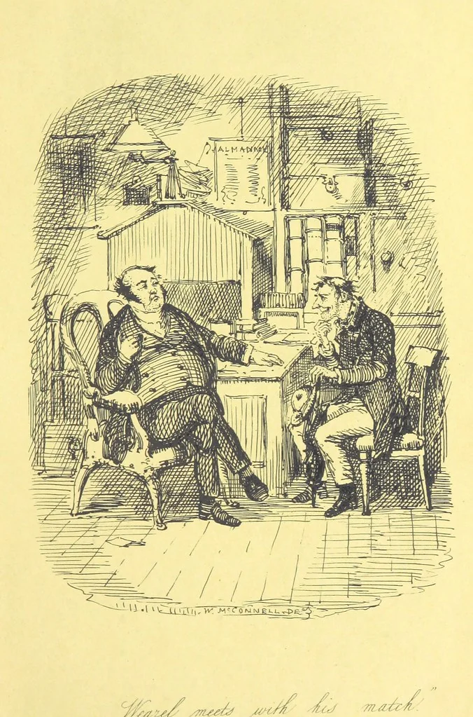 An illustration from Lorimer Littlegood Esq, a young gentleman who wished to see society, and saw it accordingly. Illustrated by George Cruikshank and William M'Connell, 1858, leaf 91