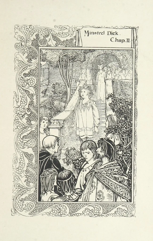 An illustration from Minstrel Dick. A tale of the XIVth cent, 1896, leaf 25