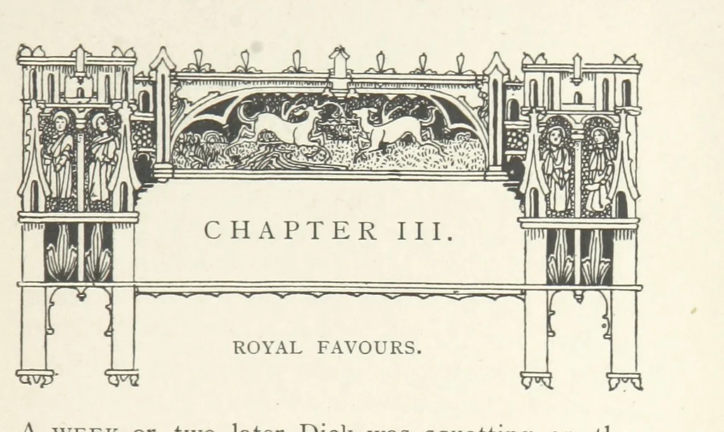 An illustration from Minstrel Dick. A tale of the XIVth cent, 1896, leaf 33