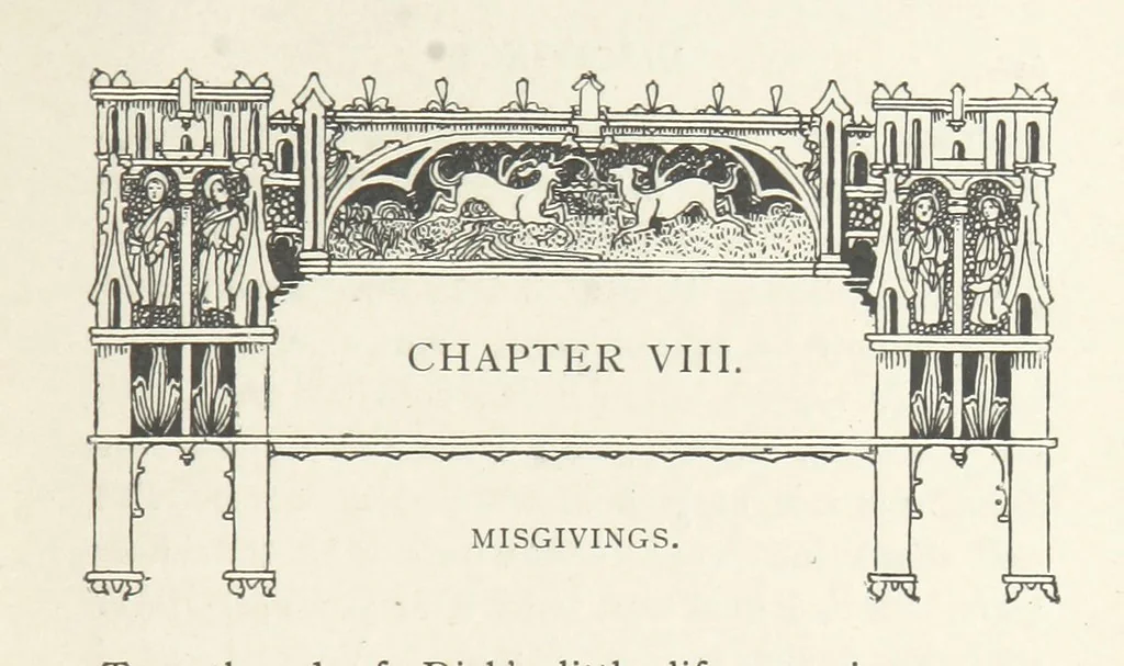An illustration from Minstrel Dick. A tale of the XIVth cent, 1896, leaf 77