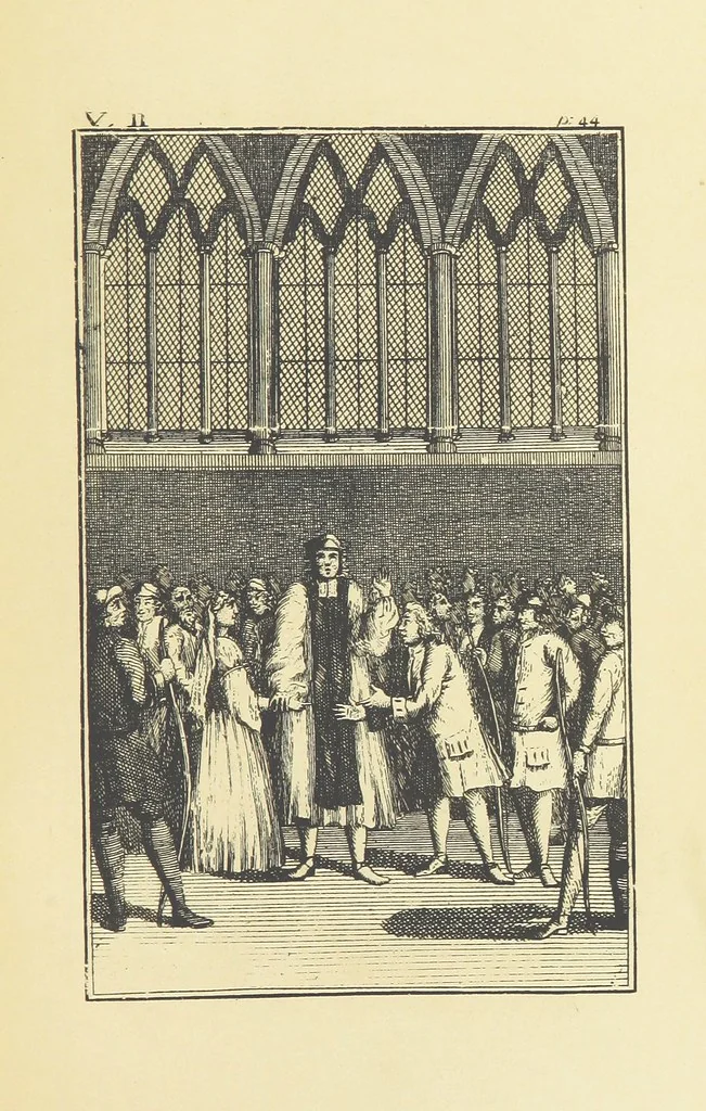 An illustration from A Collection of Old Ballads. Corrected from the best and most ancient copies extant. With introductions, historical, critical, or humorous. Illustrated with copper plates. [Collected by Ambrose Philips?, 1871, leaf 81