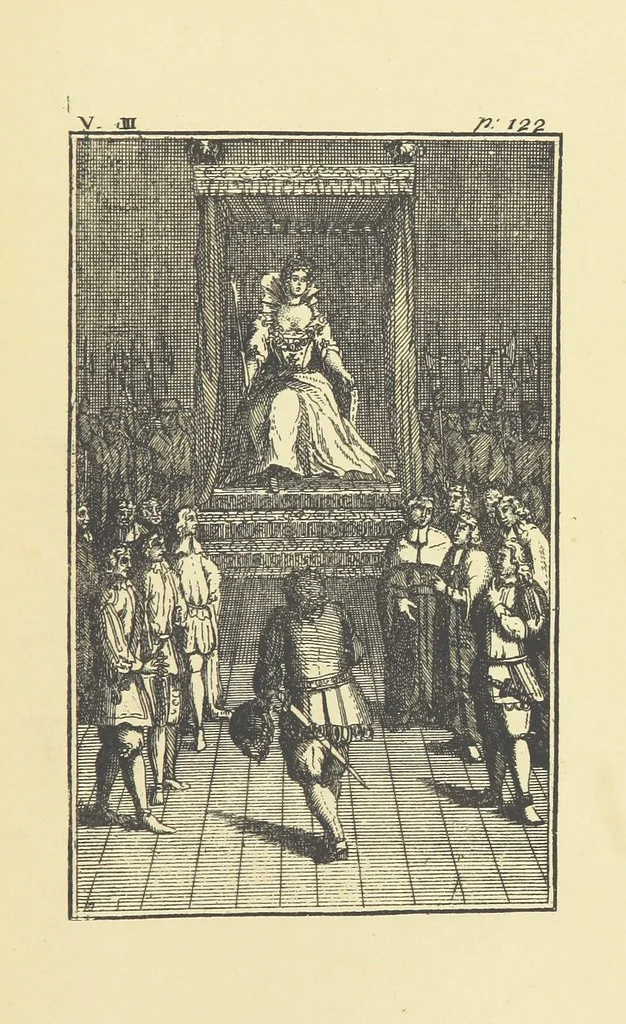 An illustration from A Collection of Old Ballads. Corrected from the best and most ancient copies extant. With introductions, historical, critical, or humorous. Illustrated with copper plates. [Collected by Ambrose Philips?, 1871, leaf 165