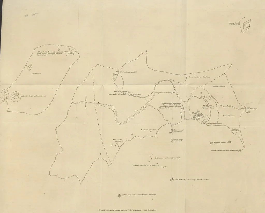 An illustration from An Account of the English Colony in New South Wales ... To which are added, some particulars of New Zealand; compiled ... from the MSS. of Lieutenant-Governor King ... Illustrated by engravings, 1804, leaf 395