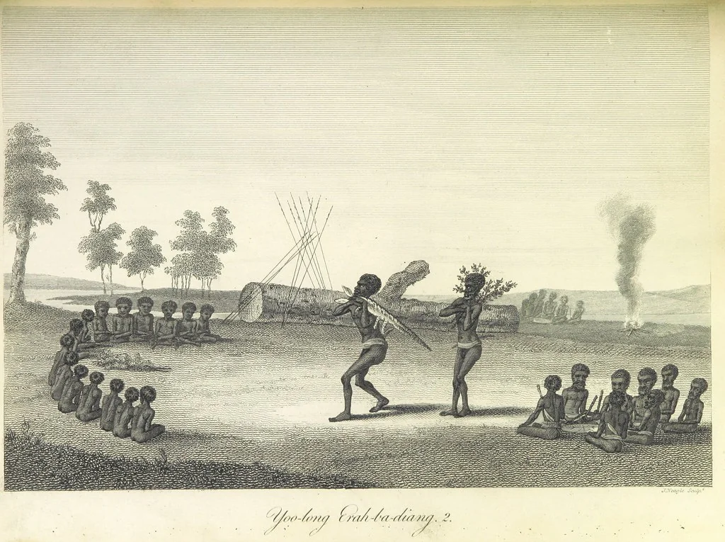 An illustration from An Account of the English Colony in New South Wales ... To which are added, some particulars of New Zealand; compiled ... from the MSS. of Lieutenant-Governor King ... Illustrated by engravings, 1804, leaf 429