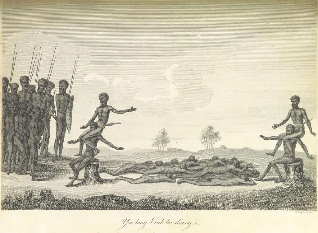 An illustration from An Account of the English Colony in New South Wales ... To which are added, some particulars of New Zealand; compiled ... from the MSS. of Lieutenant-Governor King ... Illustrated by engravings, 1804, leaf 435