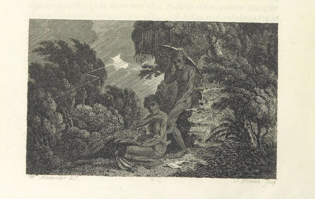 An illustration from An Account of the English Colony in New South Wales ... To which are added, some particulars of New Zealand; compiled ... from the MSS. of Lieutenant-Governor King ... Illustrated by engravings, 1804, leaf 608