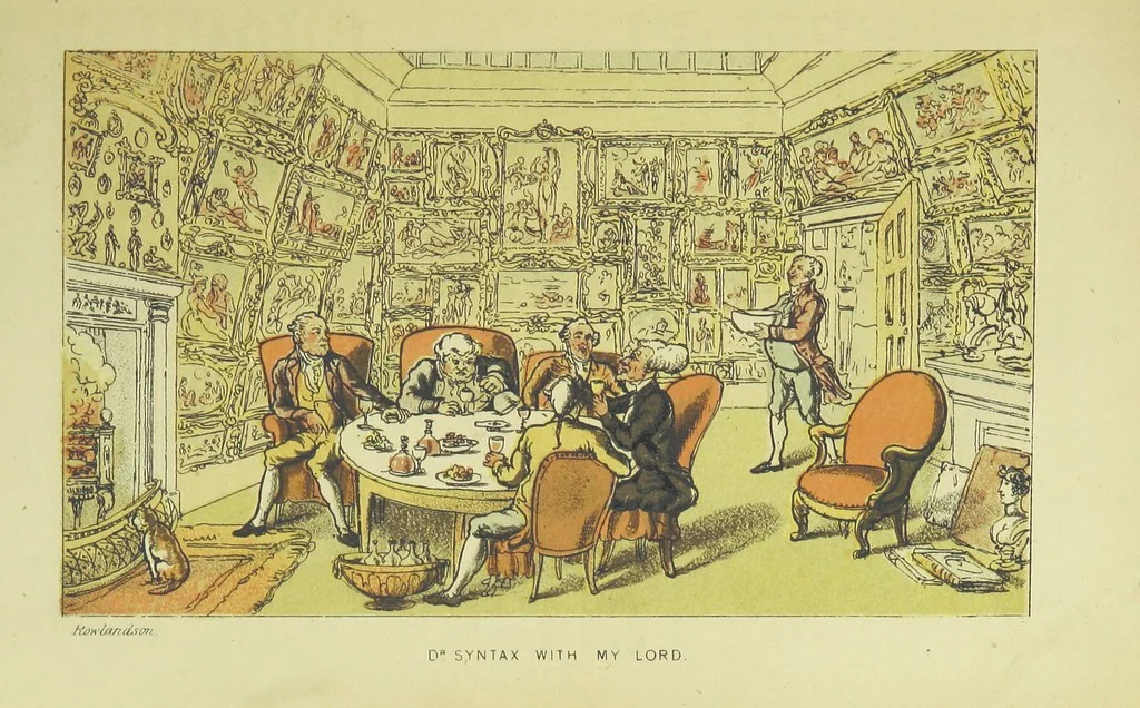 An illustration from Doctor Syntax's Three Tours: in search of the picturesque, consolation, and a wife ... The original edition, complete and unabridged, with the life and adventures of the author ... by John Camden Hotten. Eighty full page illustrations drawn and coloured after the originals by T. Rowlandson, 1868, leaf 123
