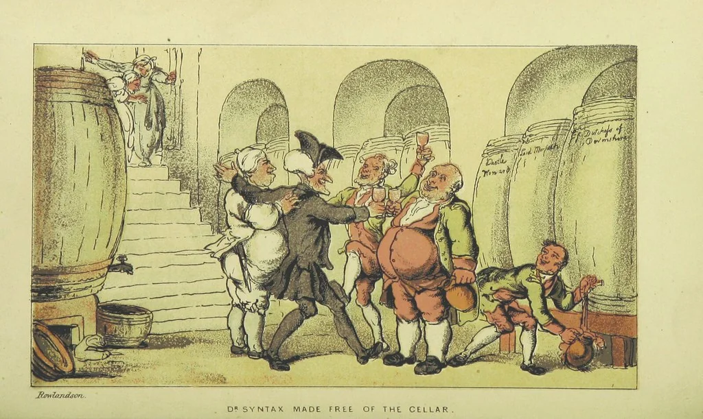 An illustration from Doctor Syntax's Three Tours: in search of the picturesque, consolation, and a wife ... The original edition, complete and unabridged, with the life and adventures of the author ... by John Camden Hotten. Eighty full page illustrations drawn and coloured after the originals by T. Rowlandson, 1868, leaf 126