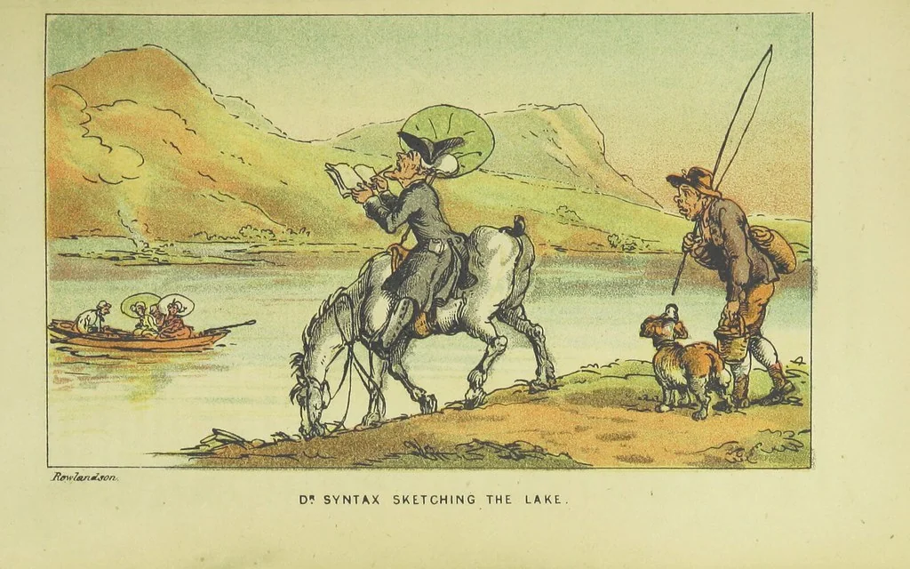 An illustration from Doctor Syntax's Three Tours: in search of the picturesque, consolation, and a wife ... The original edition, complete and unabridged, with the life and adventures of the author ... by John Camden Hotten. Eighty full page illustrations drawn and coloured after the originals by T. Rowlandson, 1868, leaf 131