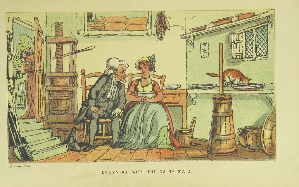 An illustration from Doctor Syntax's Three Tours: in search of the picturesque, consolation, and a wife ... The original edition, complete and unabridged, with the life and adventures of the author ... by John Camden Hotten. Eighty full page illustrations drawn and coloured after the originals by T. Rowlandson, 1868, leaf 159