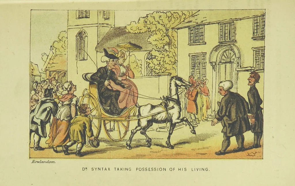 An illustration from Doctor Syntax's Three Tours: in search of the picturesque, consolation, and a wife ... The original edition, complete and unabridged, with the life and adventures of the author ... by John Camden Hotten. Eighty full page illustrations drawn and coloured after the originals by T. Rowlandson, 1868, leaf 225