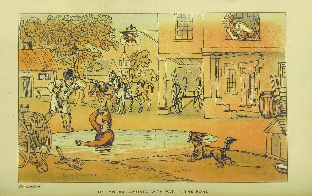 An illustration from Doctor Syntax's Three Tours: in search of the picturesque, consolation, and a wife ... The original edition, complete and unabridged, with the life and adventures of the author ... by John Camden Hotten. Eighty full page illustrations drawn and coloured after the originals by T. Rowlandson, 1868, leaf 308