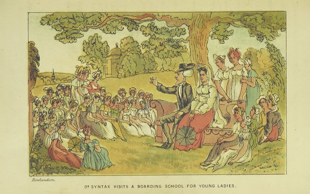An illustration from Doctor Syntax's Three Tours: in search of the picturesque, consolation, and a wife ... The original edition, complete and unabridged, with the life and adventures of the author ... by John Camden Hotten. Eighty full page illustrations drawn and coloured after the originals by T. Rowlandson, 1868, leaf 359